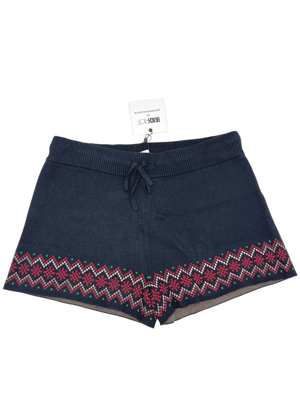 Beach Riot x Anthropologie Balboa Knit Shorts Black Fair Isle Geometric Size XL